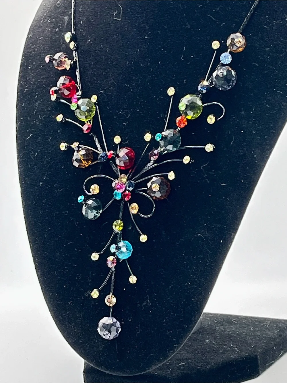 Multicolor Crystal Statement Necklace and Earring Set